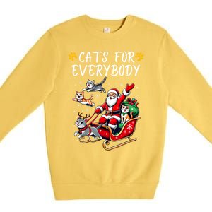 Cats For Everybody Christmas Cat Funny Xmas Santa Gift Premium Crewneck Sweatshirt