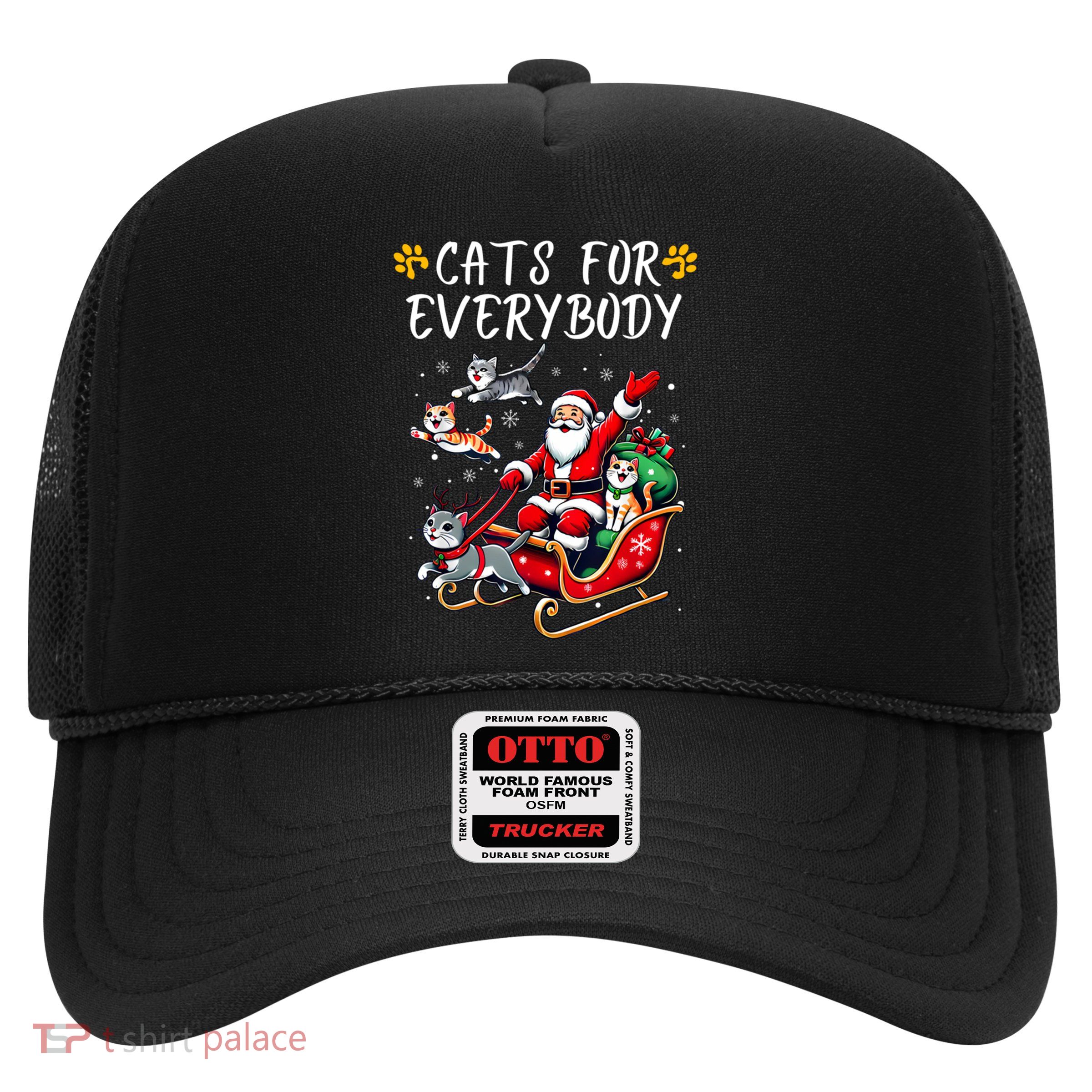 Cats For Everybody Christmas Cat Funny Xmas Santa Gift Trucker Hat