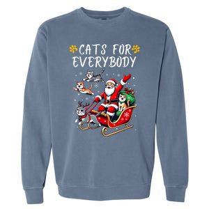 Cats For Everybody Christmas Cat Funny Xmas Santa Gift Garment-Dyed Sweatshirt