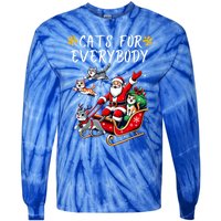 Cats For Everybody Christmas Cat Funny Xmas Santa Gift Tie-Dye Long Sleeve Shirt