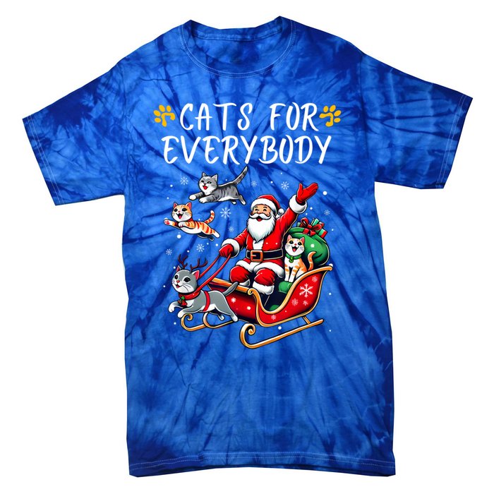 Cats For Everybody Christmas Cat Funny Xmas Santa Gift Tie-Dye T-Shirt