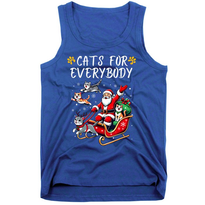 Cats For Everybody Christmas Cat Funny Xmas Santa Gift Tank Top