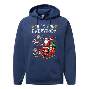 Cats For Everybody Christmas Cat Funny Xmas Santa Gift Performance Fleece Hoodie