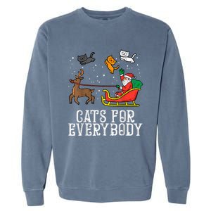 Cats For Everybody Christmas Cat Funny Xmas Women Santa Garment-Dyed Sweatshirt