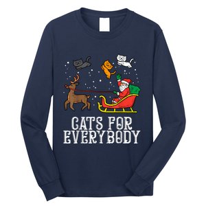 Cats For Everybody Christmas Cat Funny Xmas Women Santa Long Sleeve Shirt