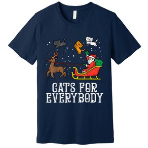 Cats For Everybody Christmas Cat Funny Xmas Women Santa Premium T-Shirt