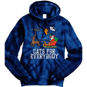 Cats For Everybody Christmas Cat Funny Xmas Women Santa Tie Dye Hoodie