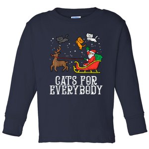 Cats For Everybody Christmas Cat Funny Xmas Women Santa Toddler Long Sleeve Shirt