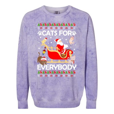 Cats For Everybody Santa Sleigh Lover Cute Santa Kitten Love Cute Gift Colorblast Crewneck Sweatshirt