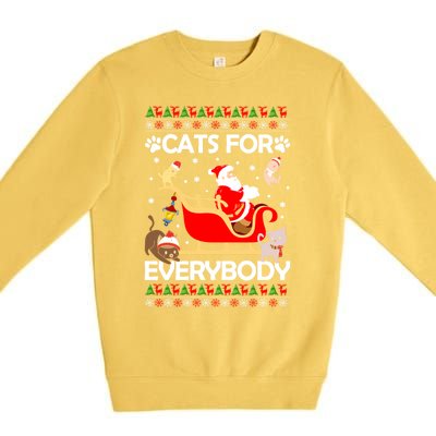 Cats For Everybody Santa Sleigh Lover Cute Santa Kitten Love Cute Gift Premium Crewneck Sweatshirt