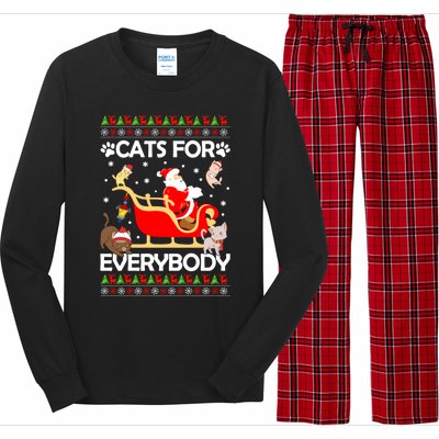 Cats For Everybody Santa Sleigh Lover Cute Santa Kitten Love Cute Gift Long Sleeve Pajama Set