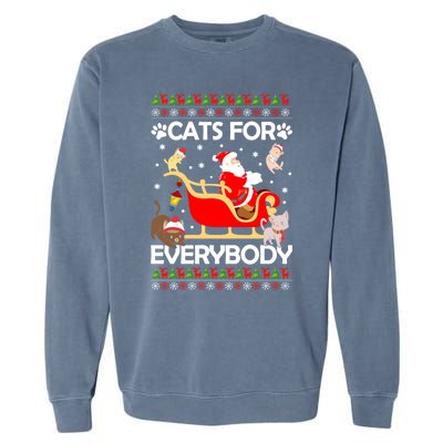 Cats For Everybody Santa Sleigh Lover Cute Santa Kitten Love Cute Gift Garment-Dyed Sweatshirt