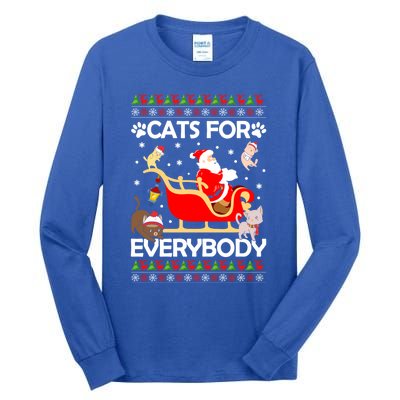 Cats For Everybody Santa Sleigh Lover Cute Santa Kitten Love Cute Gift Tall Long Sleeve T-Shirt