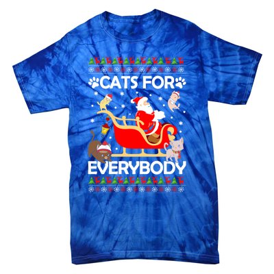 Cats For Everybody Santa Sleigh Lover Cute Santa Kitten Love Cute Gift Tie-Dye T-Shirt