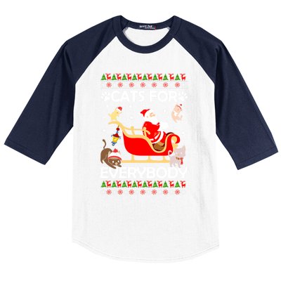 Cats For Everybody Santa Sleigh Lover Cute Santa Kitten Love Cute Gift Baseball Sleeve Shirt