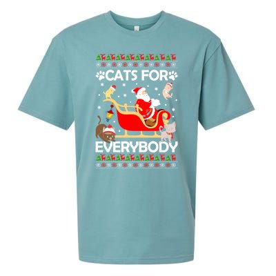 Cats For Everybody Santa Sleigh Lover Cute Santa Kitten Love Cute Gift Sueded Cloud Jersey T-Shirt