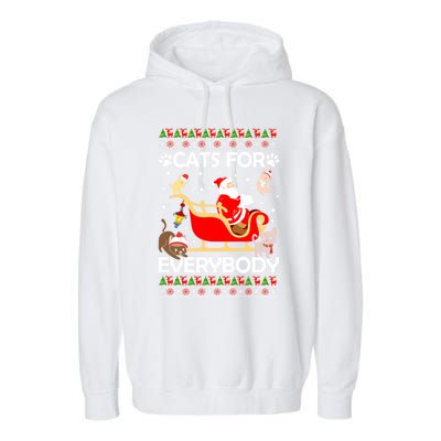 Cats For Everybody Santa Sleigh Lover Cute Santa Kitten Love Cute Gift Garment-Dyed Fleece Hoodie