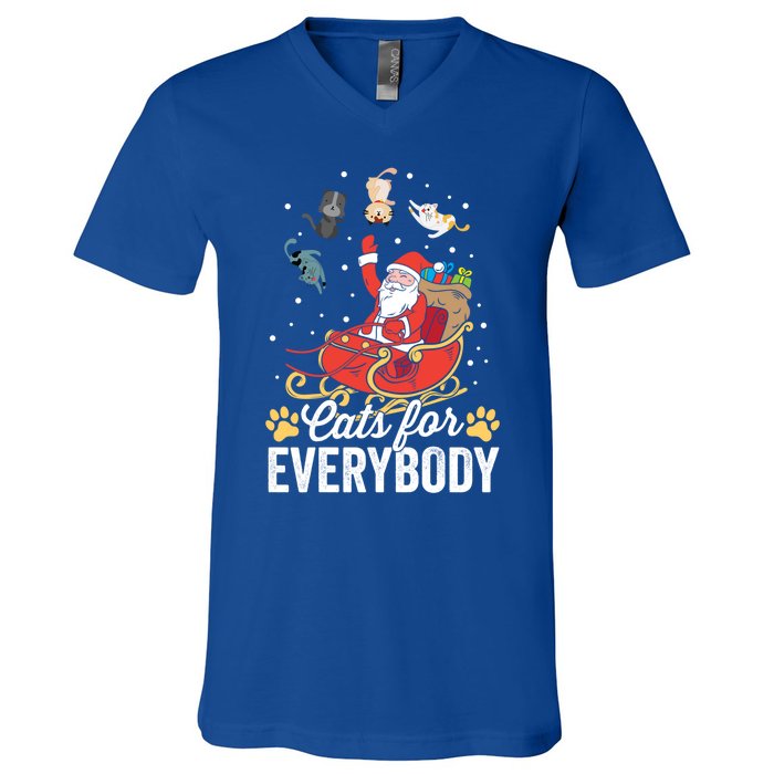 Cats For Everybody Santa Kitties Merry Christmas Costume Meaningful Gift V-Neck T-Shirt