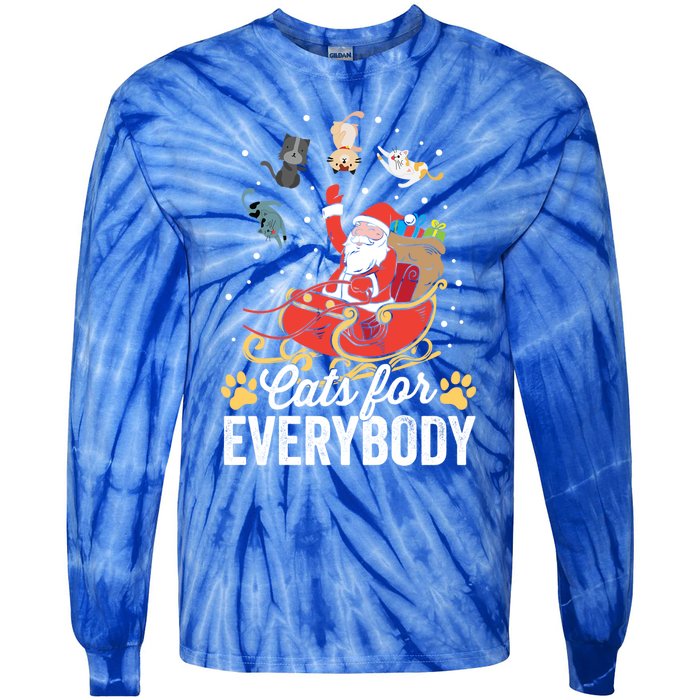 Cats For Everybody Santa Kitties Merry Christmas Costume Meaningful Gift Tie-Dye Long Sleeve Shirt