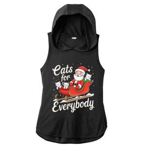 Cats For Everybody Christmas Funny Xmas Santa Ladies PosiCharge Tri-Blend Wicking Draft Hoodie Tank