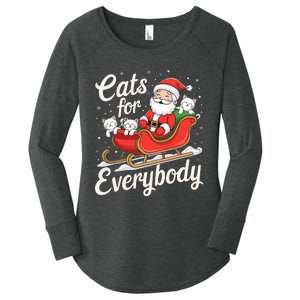 Cats For Everybody Christmas Funny Xmas Santa Women's Perfect Tri Tunic Long Sleeve Shirt