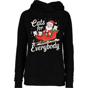 Cats For Everybody Christmas Funny Xmas Santa Womens Funnel Neck Pullover Hood