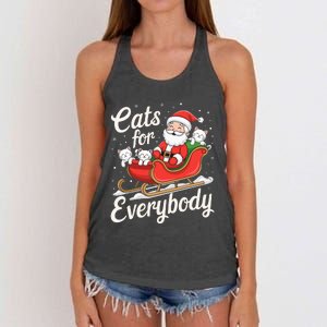 Cats For Everybody Christmas Funny Xmas Santa Women's Knotted Racerback Tank