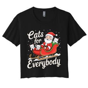 Cats For Everybody Christmas Funny Xmas Santa Women's Crop Top Tee