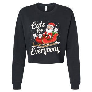 Cats For Everybody Christmas Funny Xmas Santa Cropped Pullover Crew