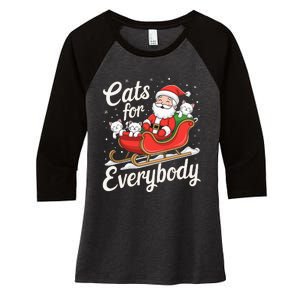 Cats For Everybody Christmas Funny Xmas Santa Women's Tri-Blend 3/4-Sleeve Raglan Shirt