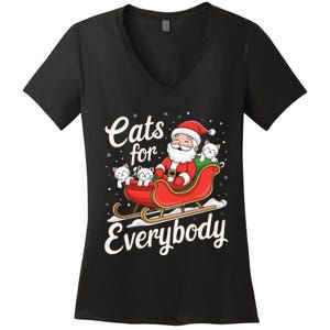 Cats For Everybody Christmas Funny Xmas Santa Women's V-Neck T-Shirt