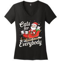 Cats For Everybody Christmas Funny Xmas Santa Women's V-Neck T-Shirt