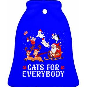 Cats For Everybody Christmas Cat Funny Xmas Santa Great Gift Ceramic Bell Ornament