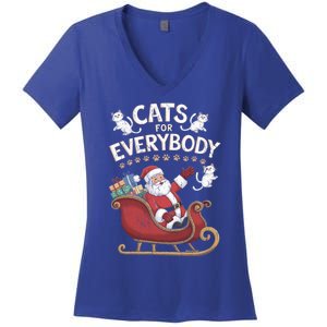 Cats For Everybody Xmas Cat Christmas Cats Gift Women's V-Neck T-Shirt