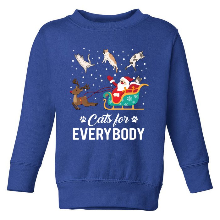 Cats For Everybody Christmas Cat Funny Xmas Santa Gift Toddler Sweatshirt