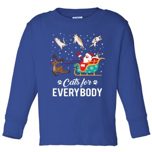 Cats For Everybody Christmas Cat Funny Xmas Santa Gift Toddler Long Sleeve Shirt