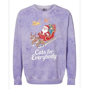 Cats For Everybody Xmas Cat Santa Festive Cat Christmas Cats Gift Colorblast Crewneck Sweatshirt