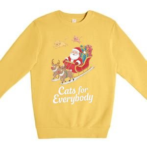 Cats For Everybody Xmas Cat Santa Festive Cat Christmas Cats Gift Premium Crewneck Sweatshirt