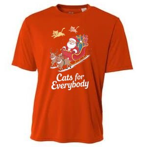 Cats For Everybody Xmas Cat Santa Festive Cat Christmas Cats Gift Cooling Performance Crew T-Shirt