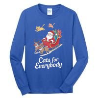 Cats For Everybody Xmas Cat Santa Festive Cat Christmas Cats Gift Tall Long Sleeve T-Shirt