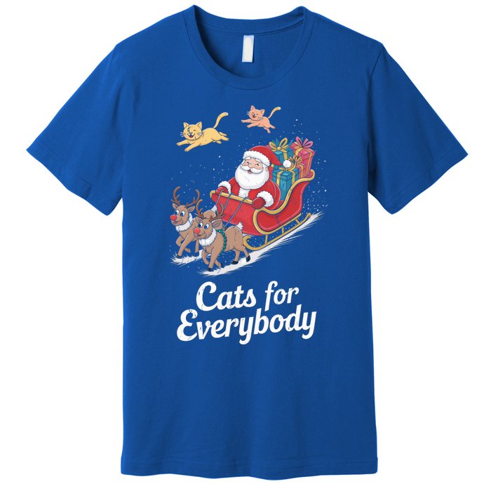 Cats For Everybody Xmas Cat Santa Festive Cat Christmas Cats Gift Premium T-Shirt