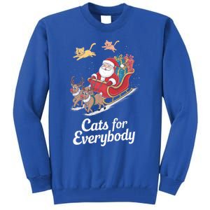 Cats For Everybody Xmas Cat Santa Festive Cat Christmas Cats Gift Tall Sweatshirt