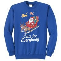 Cats For Everybody Xmas Cat Santa Festive Cat Christmas Cats Gift Tall Sweatshirt