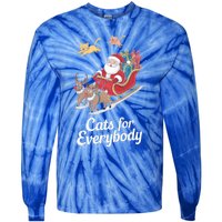 Cats For Everybody Xmas Cat Santa Festive Cat Christmas Cats Gift Tie-Dye Long Sleeve Shirt