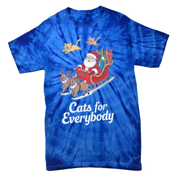 Cats For Everybody Xmas Cat Santa Festive Cat Christmas Cats Gift Tie-Dye T-Shirt