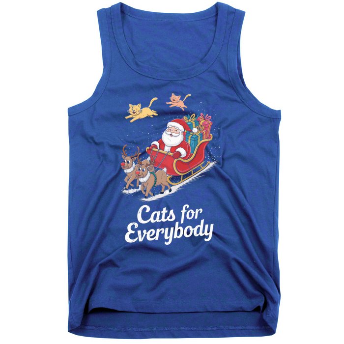 Cats For Everybody Xmas Cat Santa Festive Cat Christmas Cats Gift Tank Top