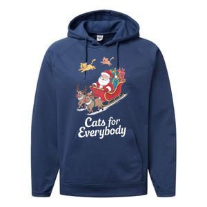 Cats For Everybody Xmas Cat Santa Festive Cat Christmas Cats Gift Performance Fleece Hoodie