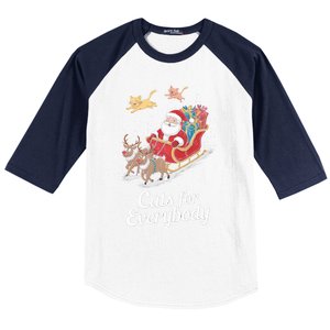 Cats For Everybody Xmas Cat Santa Festive Cat Christmas Cats Gift Baseball Sleeve Shirt