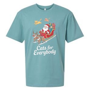 Cats For Everybody Xmas Cat Santa Festive Cat Christmas Cats Gift Sueded Cloud Jersey T-Shirt