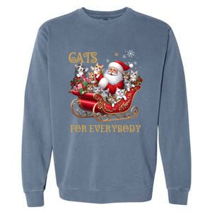 Cats For Everybody Xmas Funny Christmas Santa Gift Garment-Dyed Sweatshirt